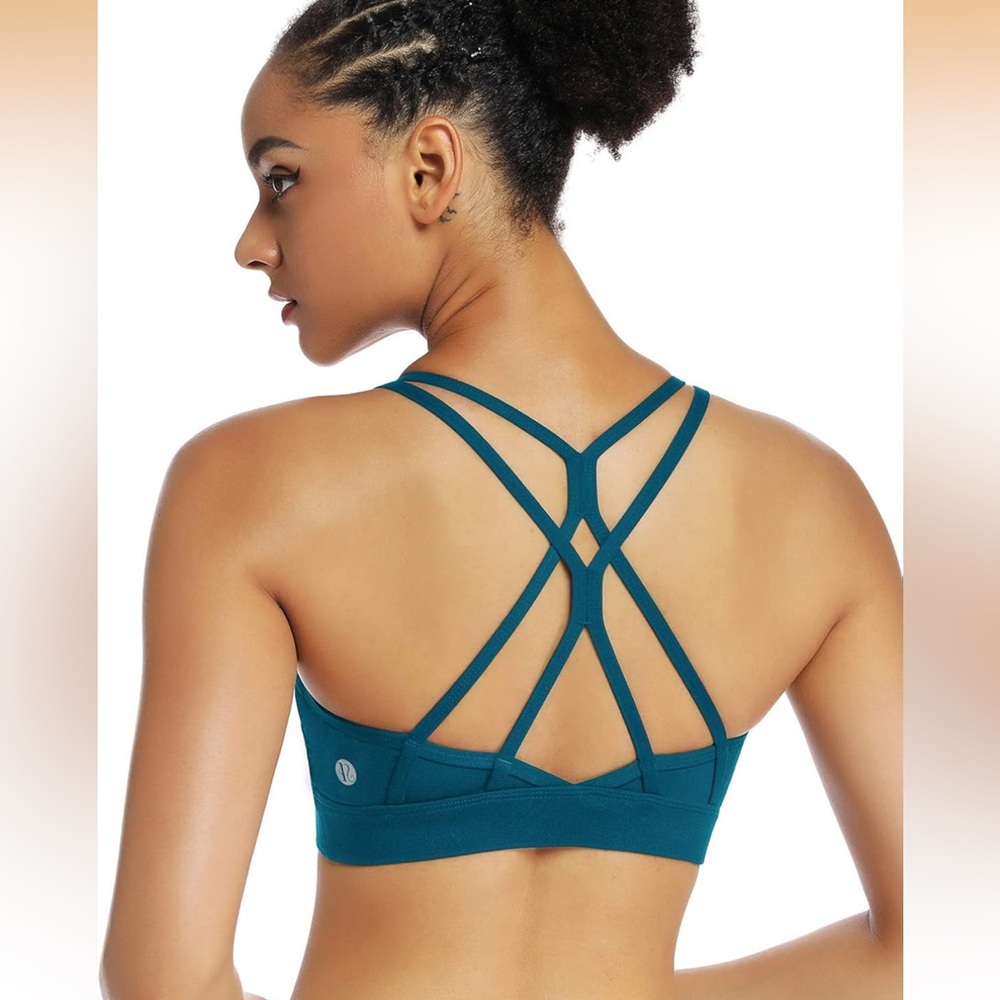 Teal Blue Strappy Sports Bra